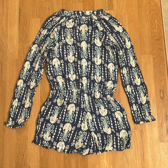 Lilly Pulitzer Elsa Indigo Blue Get in Line Long Sleeve Romper Women’s Size XS - Picture 11 of 16